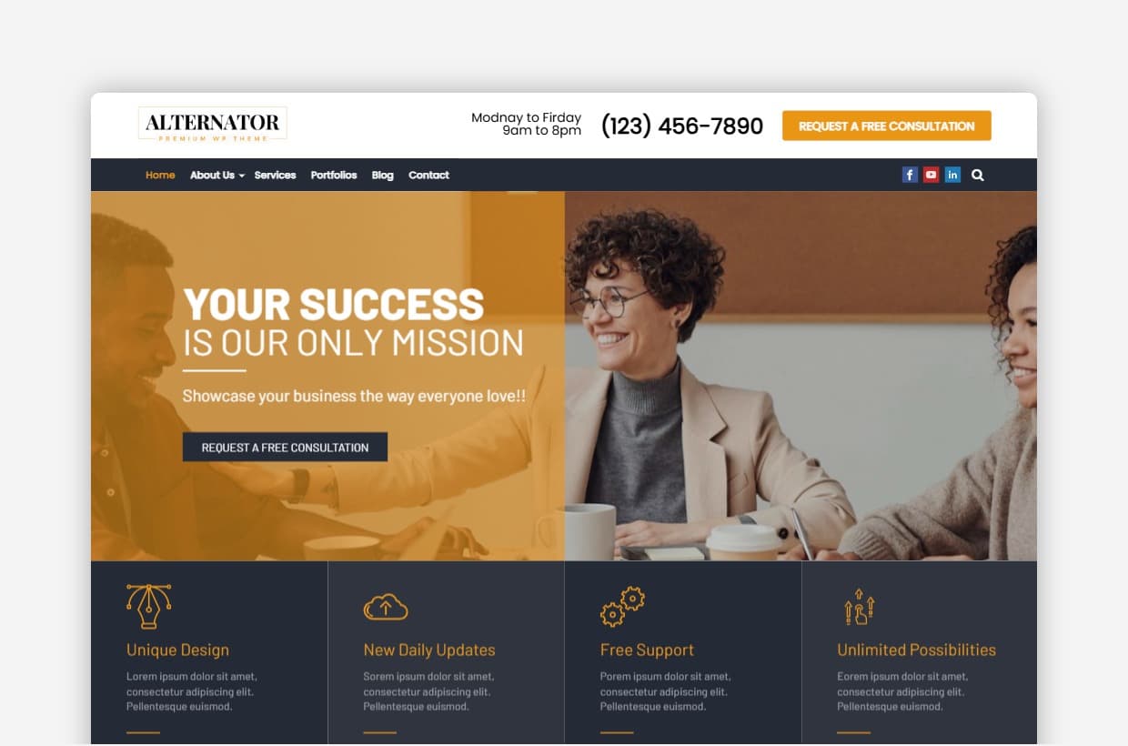 Corporate Multi-purpose Business WordPress Theme - Alternator