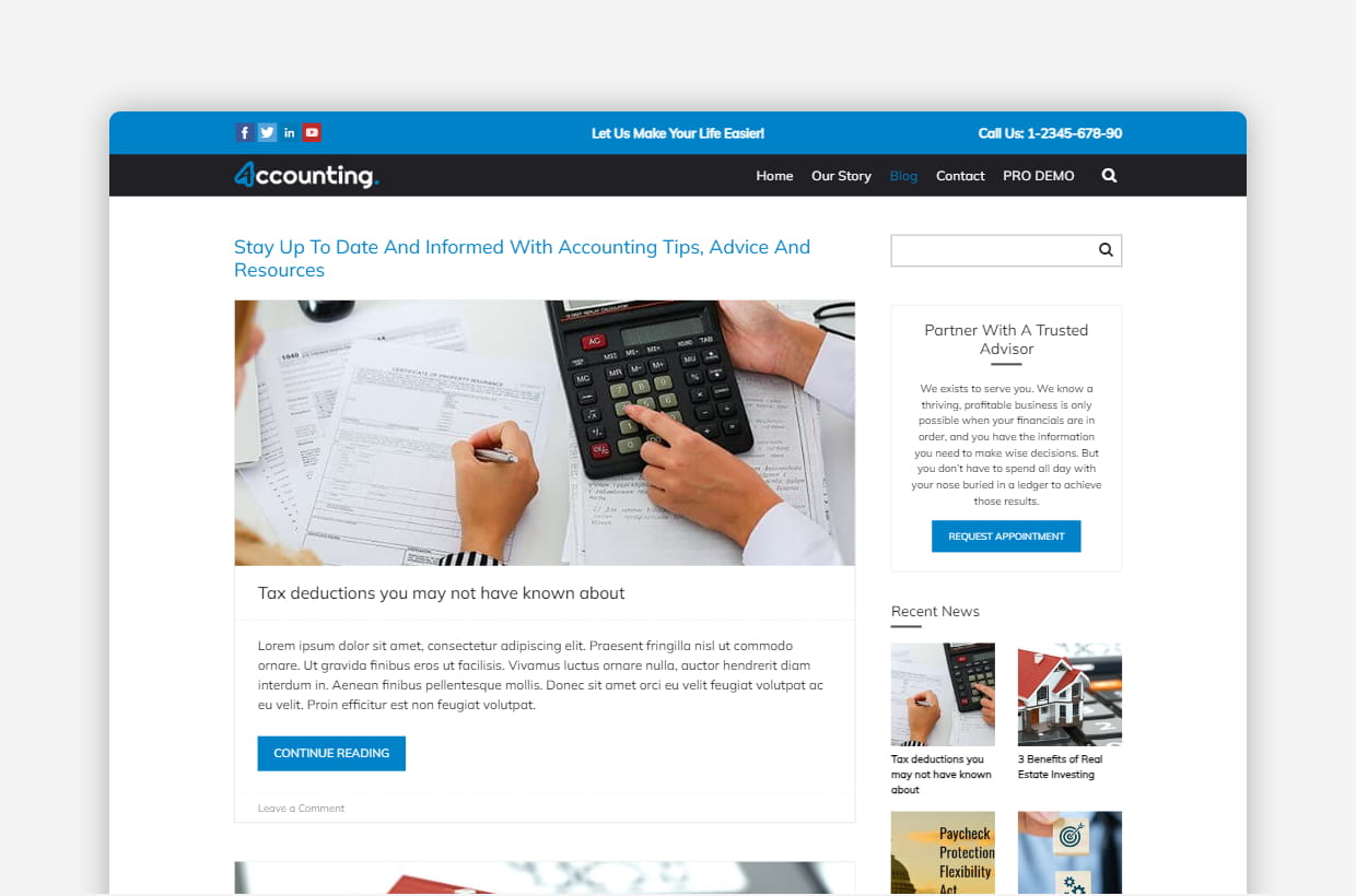 Free Accounting WordPress Template