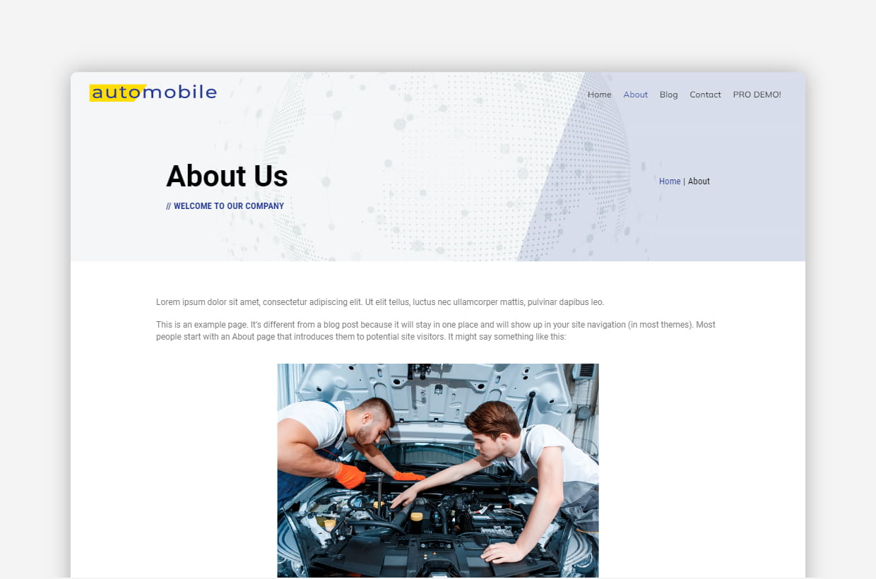 Free Automobile WordPress Template