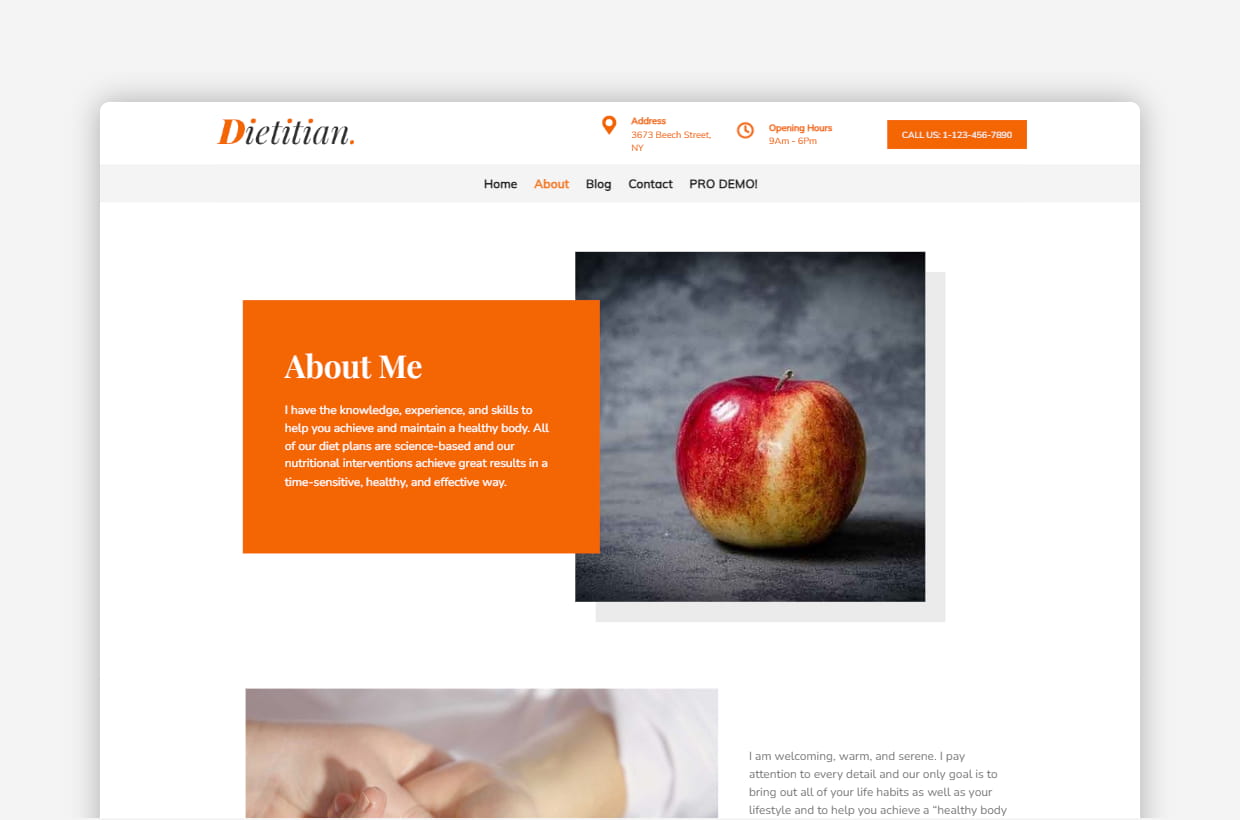 Free Diet & Nutrition WordPress Template