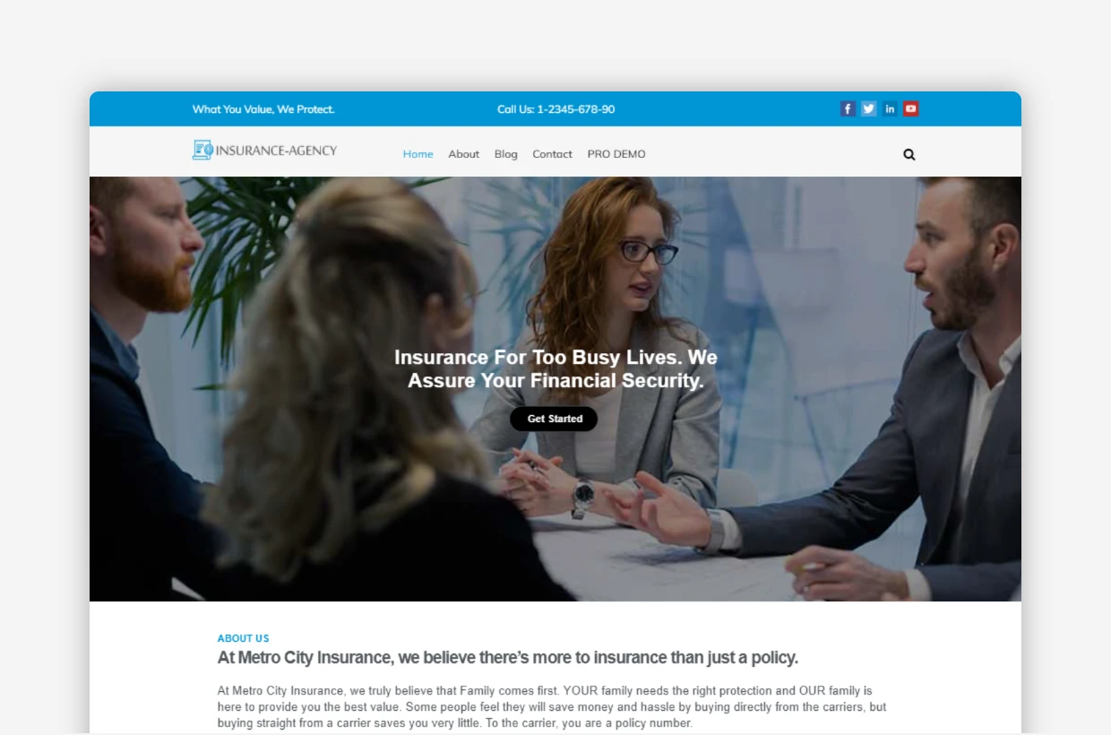 Free Insurance Agency WordPress Theme