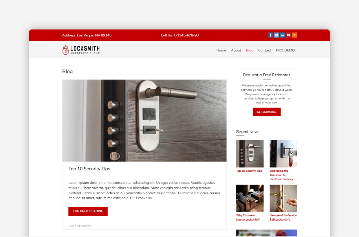 Free Locksmith WP Theme