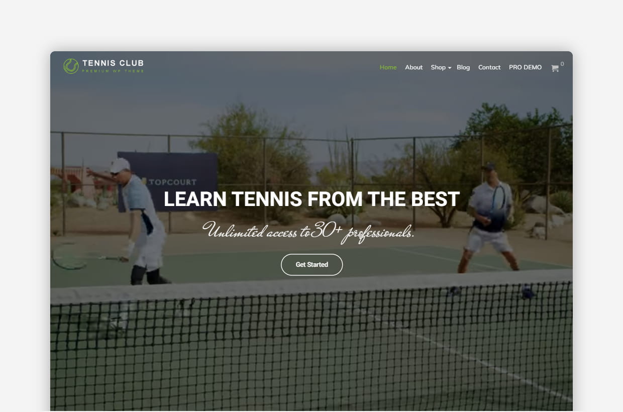 Free Tennis Club WordPress Theme - Tennis Club Lite