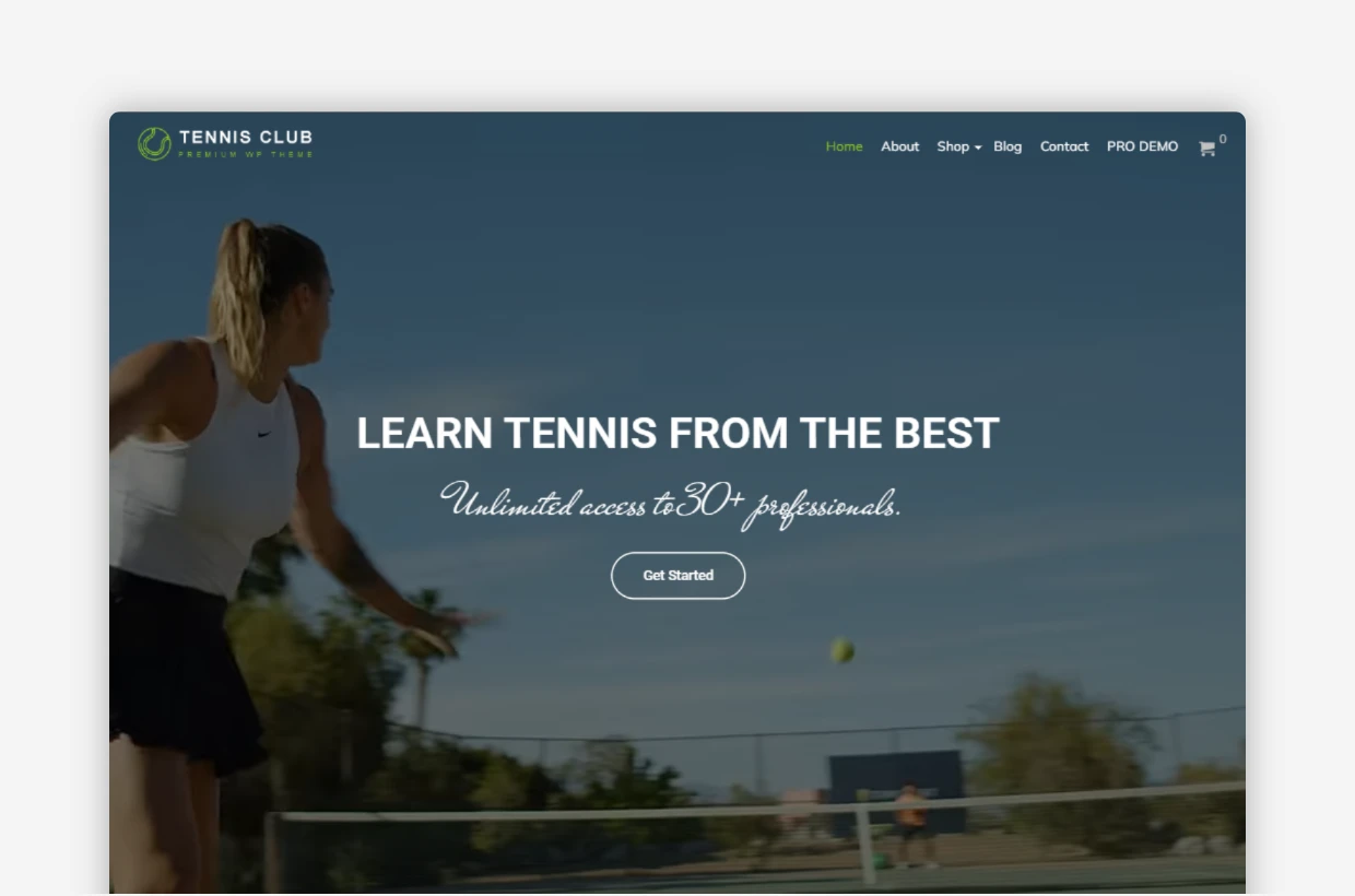 Free Tennis Club WordPress Theme - Tennis Club Lite