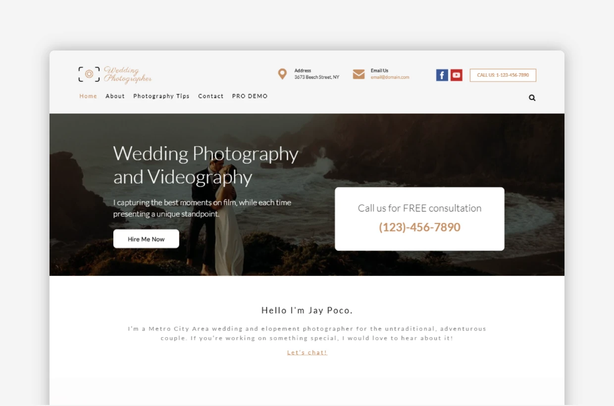 Free Wedding Photographer WordPress Theme