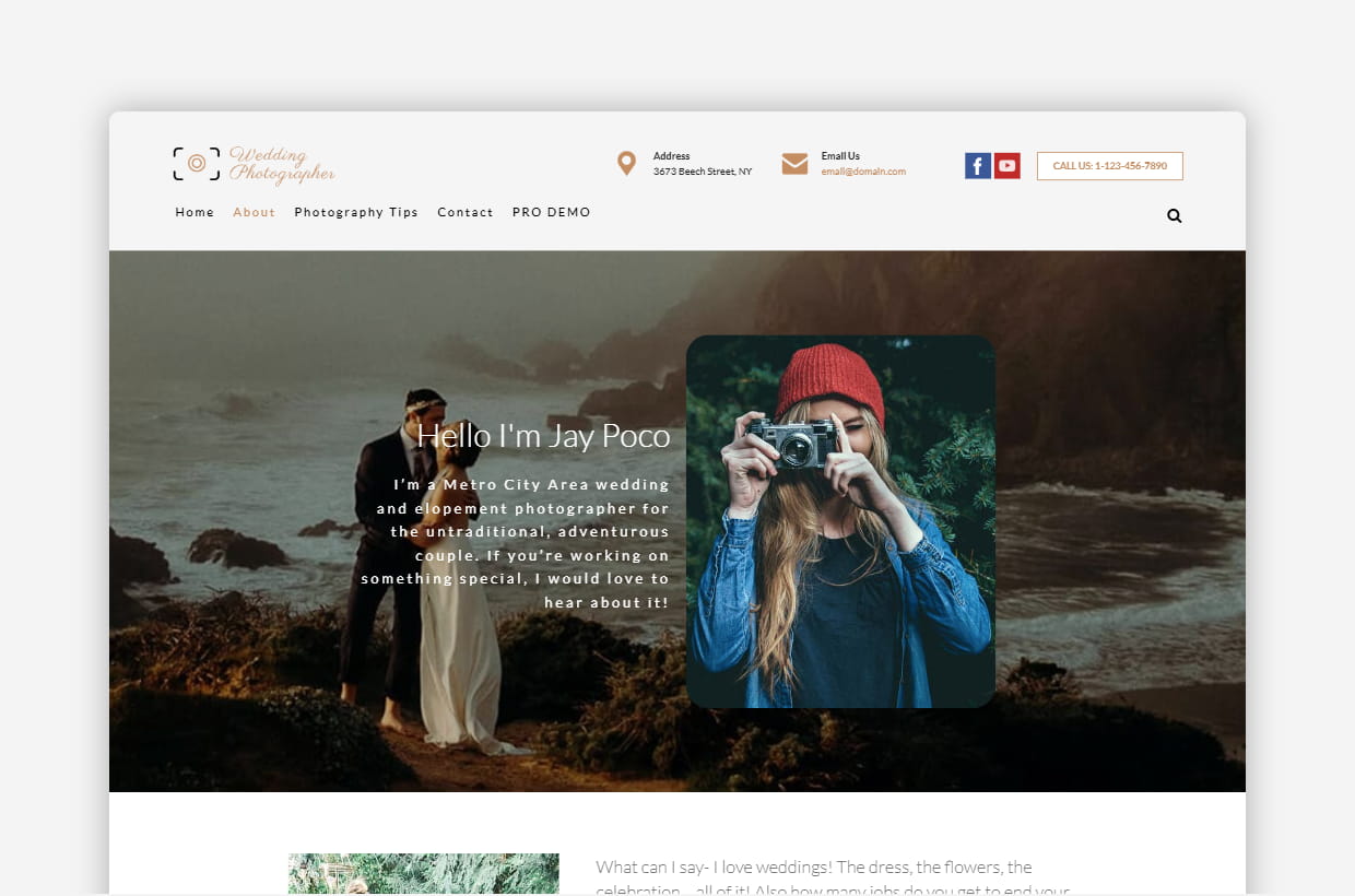 Free Wedding Photographer WP Theme