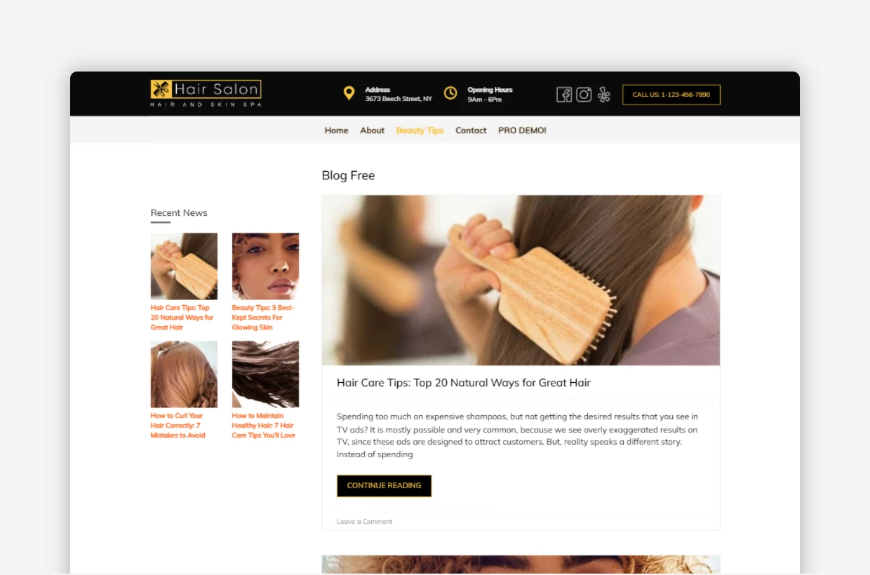 Free Beauty Salon WordPress Template