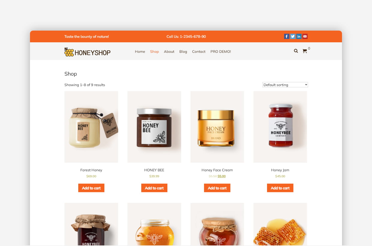 Free Honey Shop WordPress Template