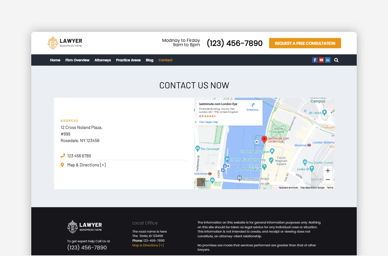 Free Attorney WordPress Template