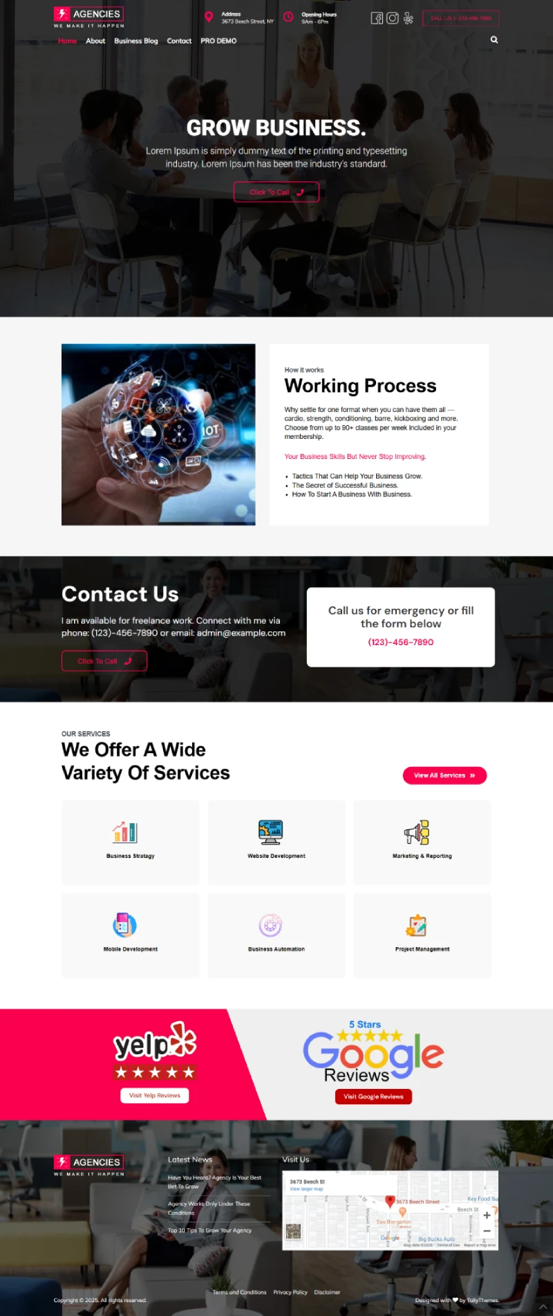 Agencies Free WordPress Template Home Page