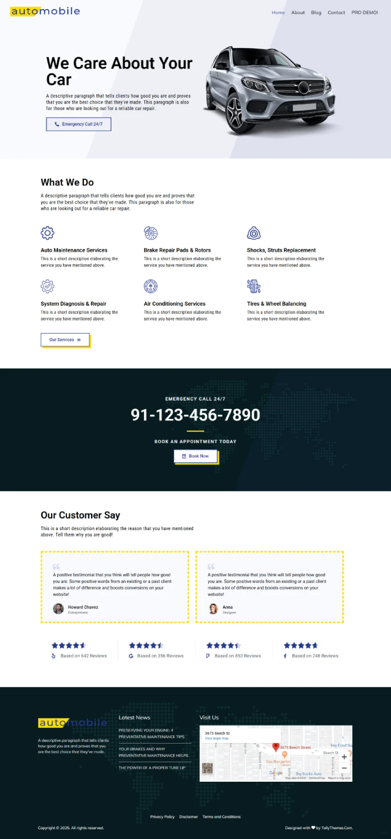 Automobile Free WordPress Template Home Page