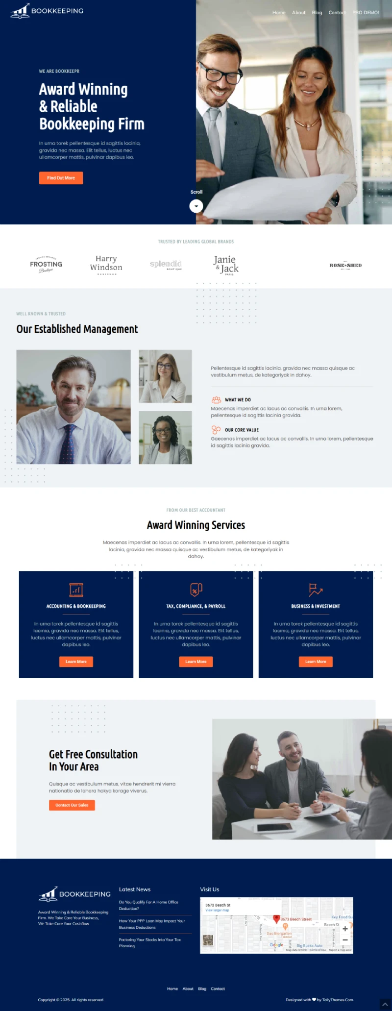 Bookkeeping Free WordPress Template Home Page