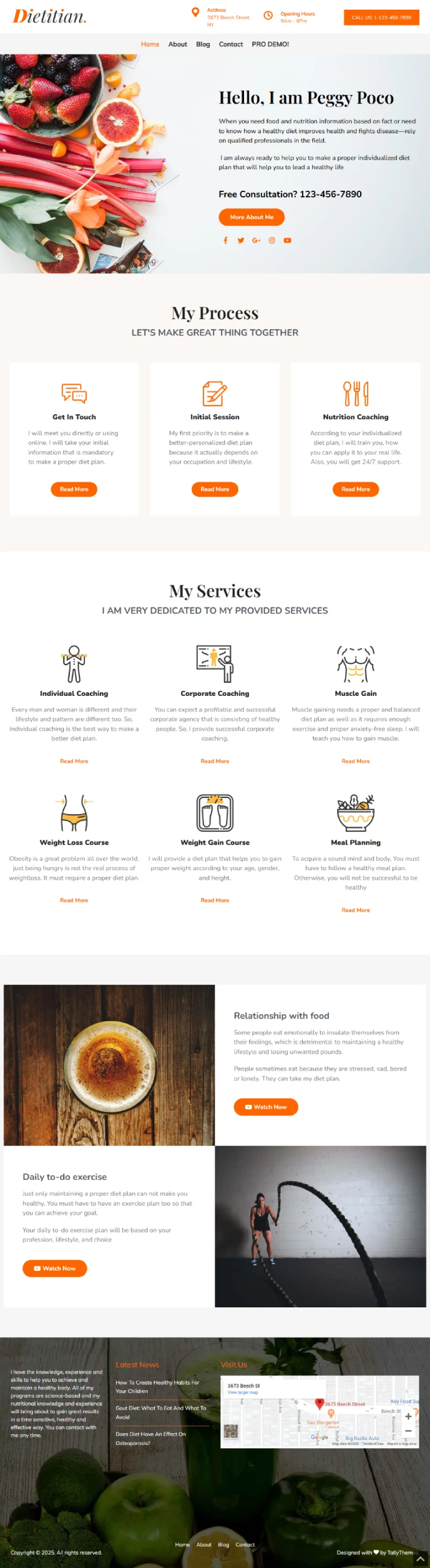 Diet & Nutrition Free  WordPress Template Home Page