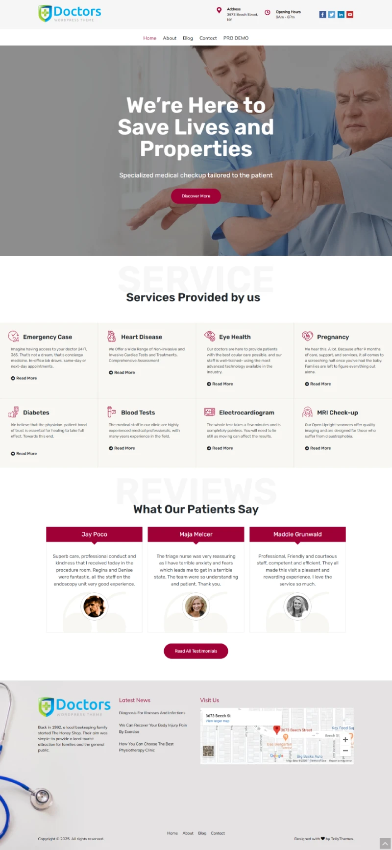 Doctors Free WordPress Template Home Page