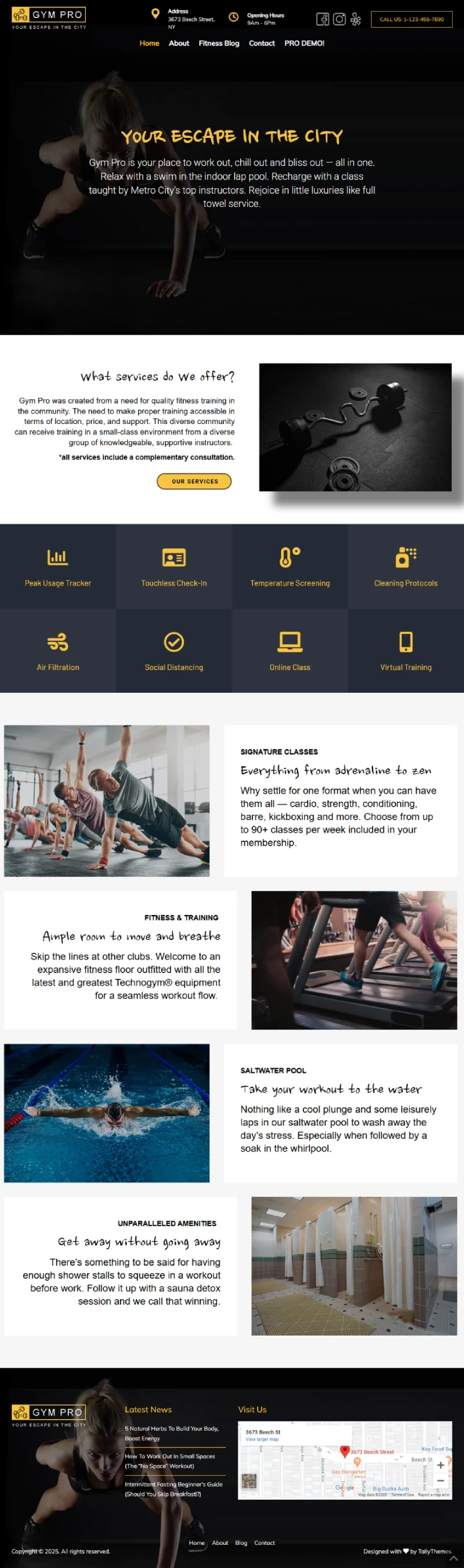 Gym Free WordPress Template Home Page