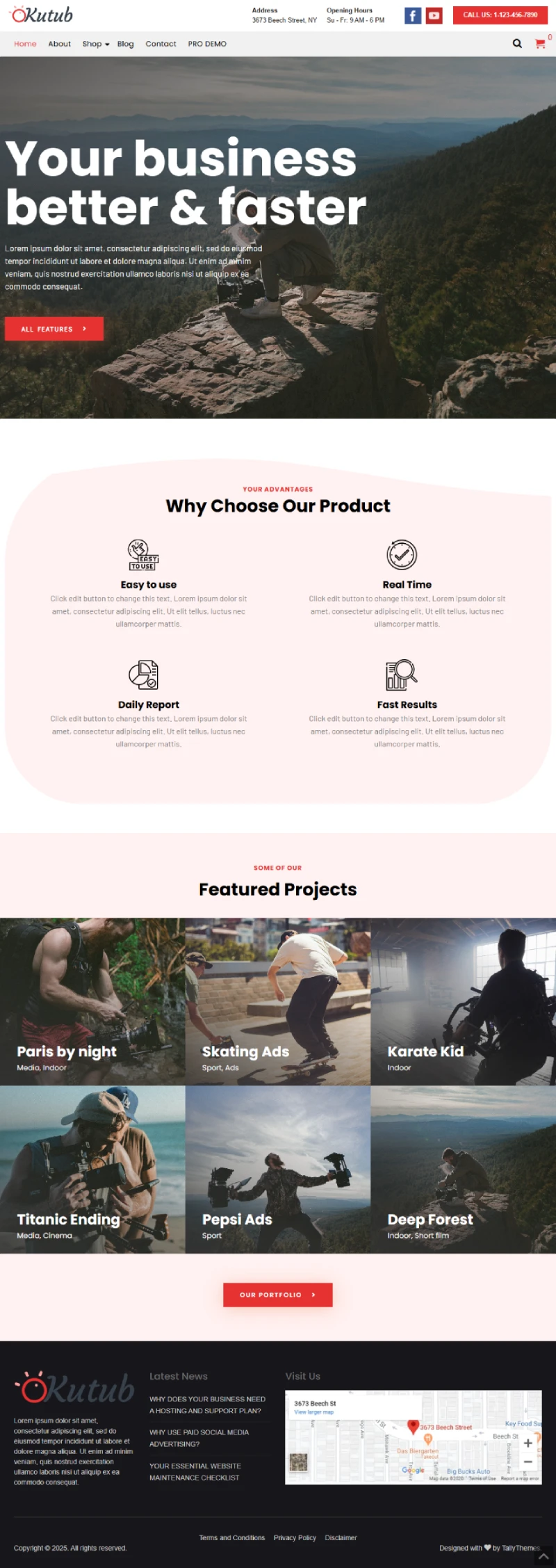Kutub Free WordPress Template Home Page