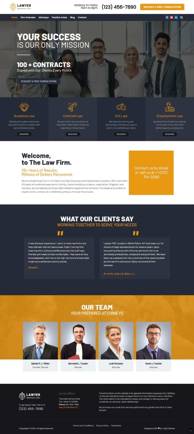 Lawyer Free WordPress Template Home Page