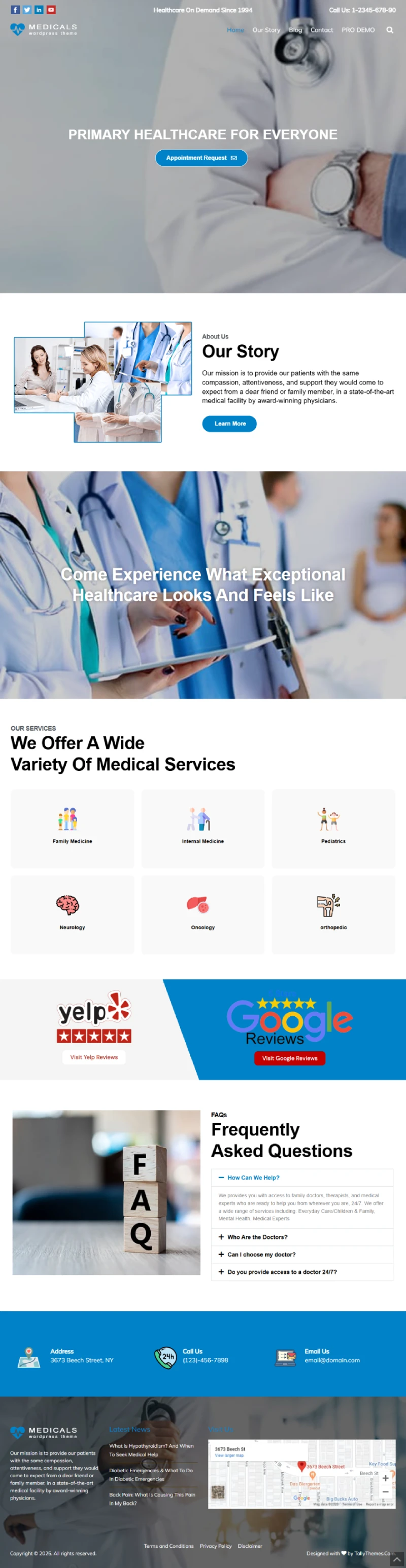Medicals Free WordPress Template Home Page