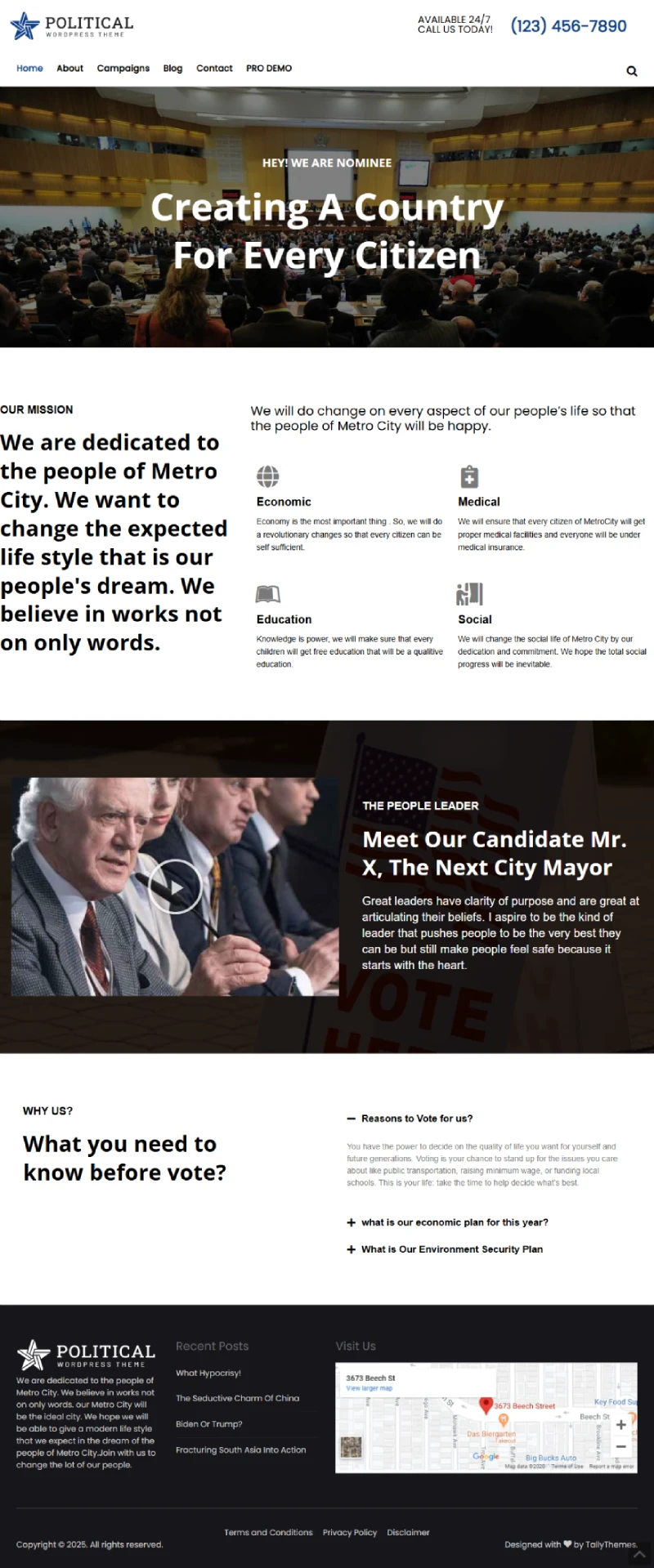 Political Free WordPress Template Home Page