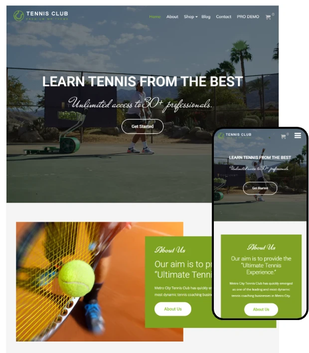 Free Tennis Club WordPress Theme - Tennis Club Lite