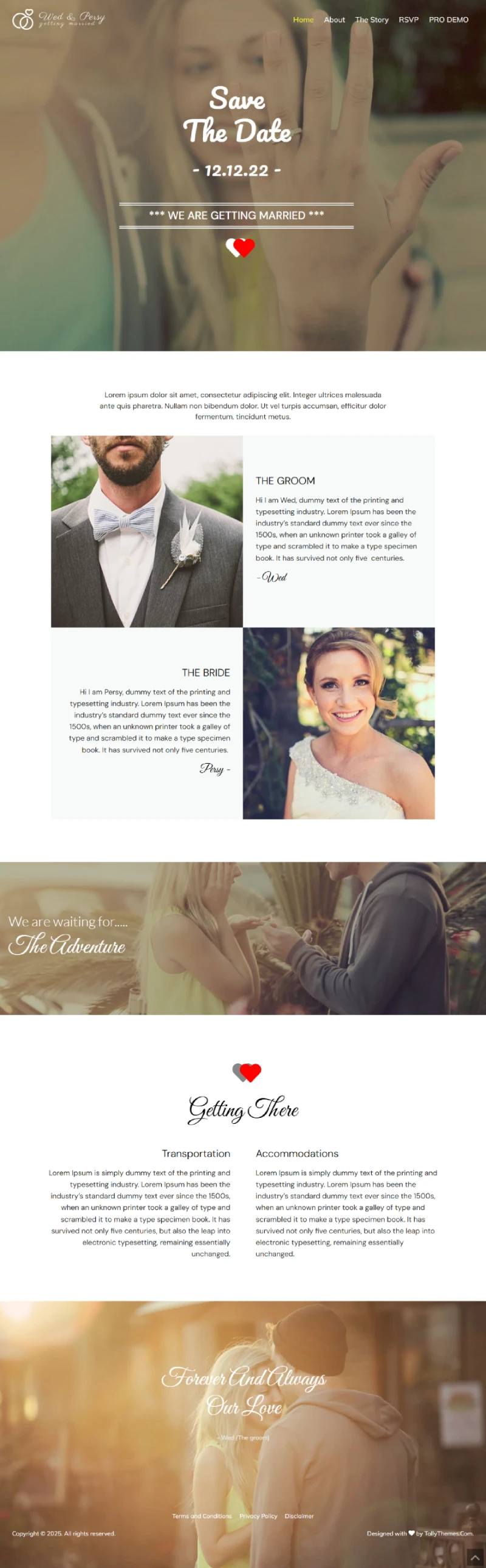 Wedding Free WordPress Template Home Page