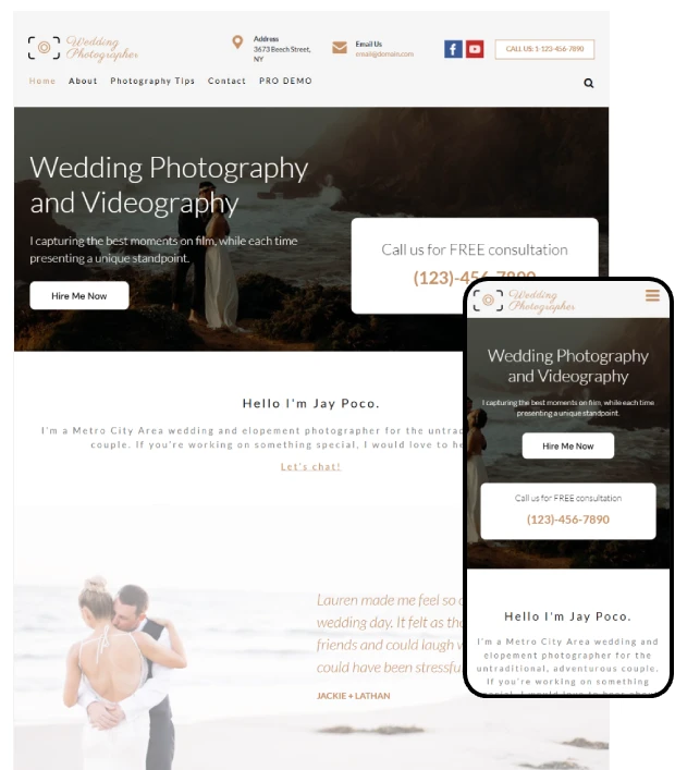 Free Wedding Photographer WordPress Theme