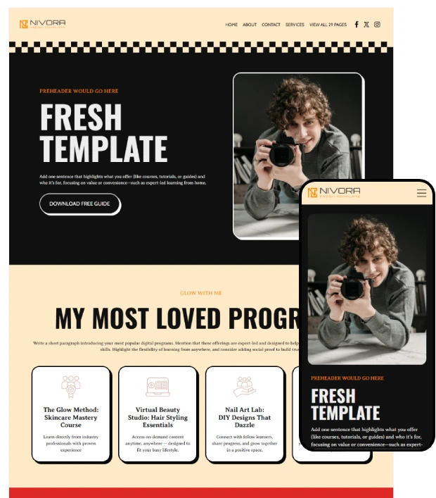 Fresh Kajabi Website Template & Funnel Bundle - 29 Pages!