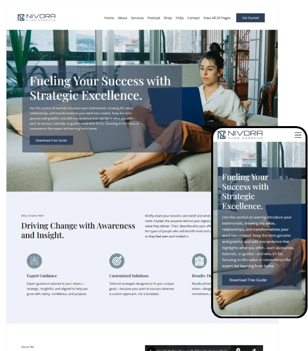 Pure-Essence Kajabi Website Template & Funnel Bundle - 30 Pages!