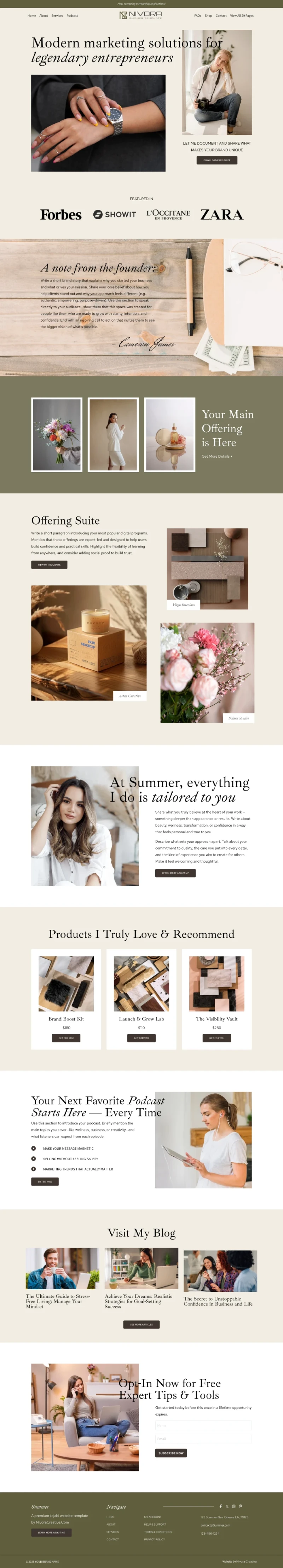 Summer WordPress Template Home Page