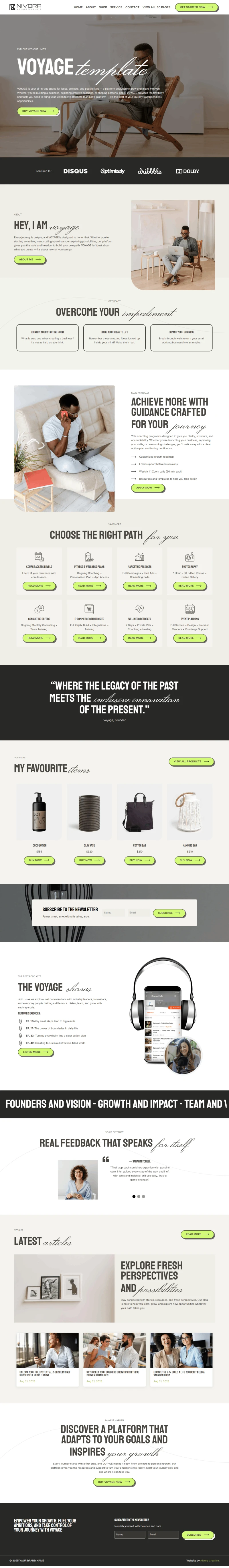 Voyage WordPress Template Home Page