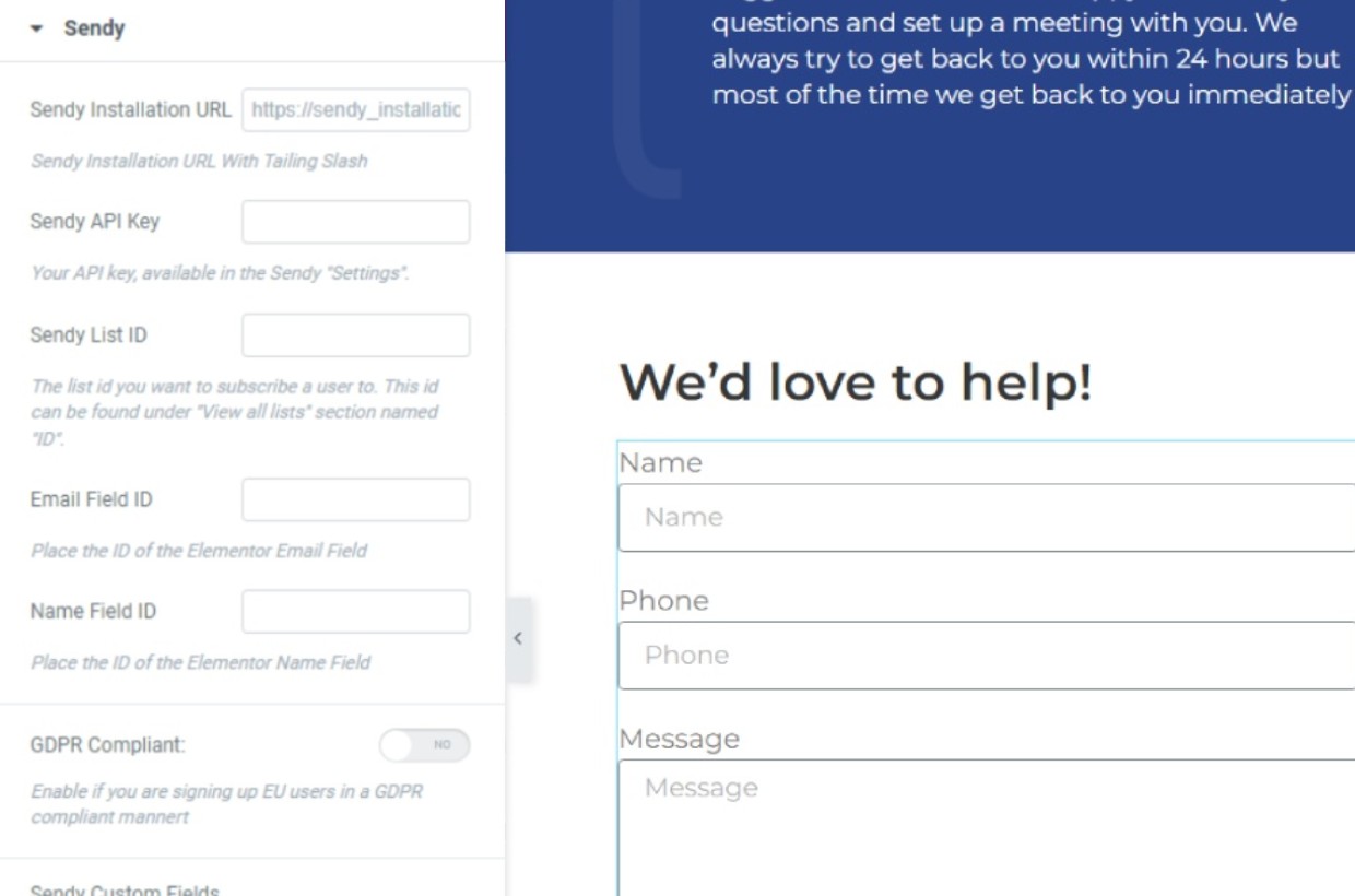 Sendy Elementor Pro Integration WordPress Plugin