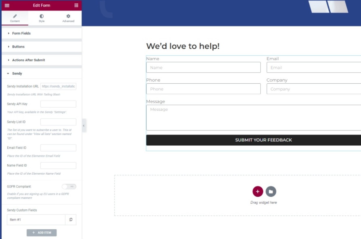 Sendy Elementor Pro Integration WP Plugin