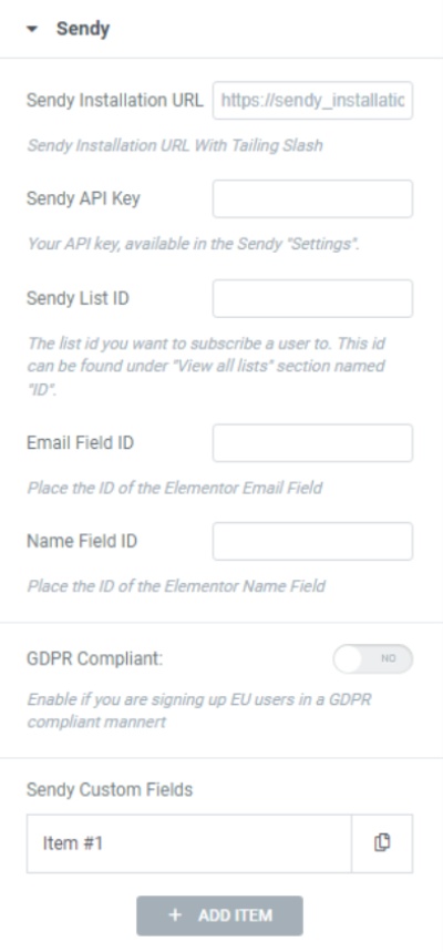 Sendy Elementor Pro Integration WordPress Plugin Documentation