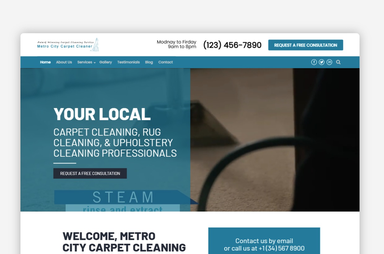 Carpet Cleaning WordPress Theme : Carpet Cleaning Website Template