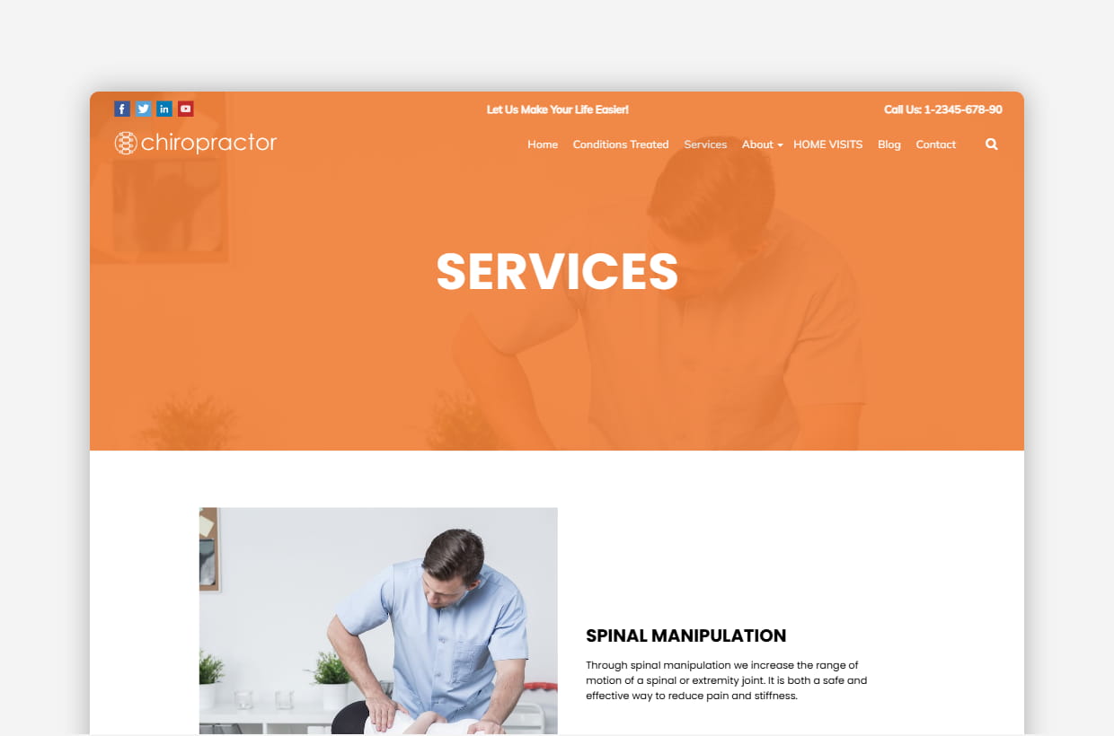 premium chiropractor wordpress template