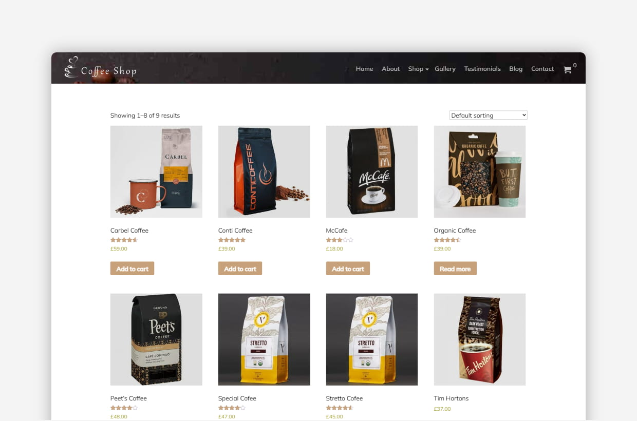 premium coffee shop wordpress template