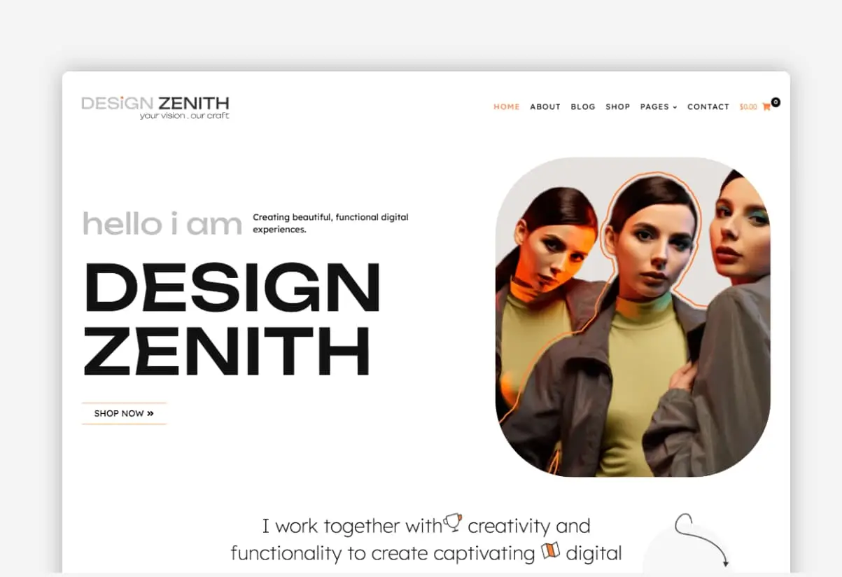 Designer Portfolio WordPress Theme: Design Zenith