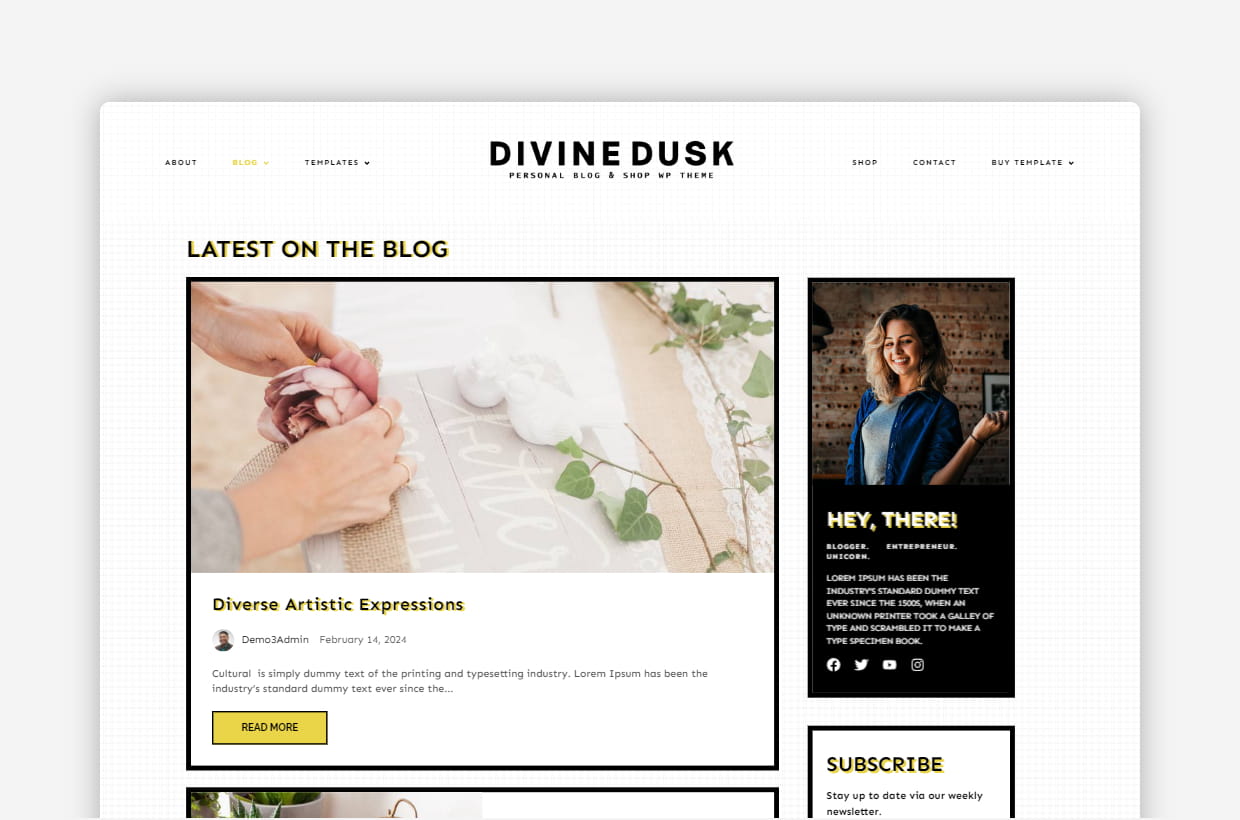 premium blog & shop wordpress template