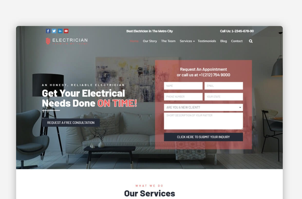 Electrician WordPress Theme