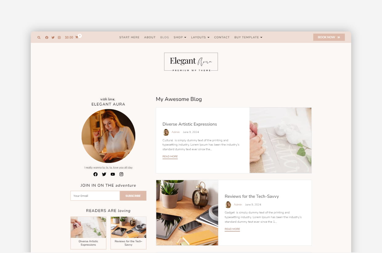 premium blog & shop wordpress template