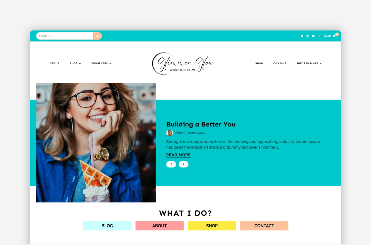 Glimmer Glow - WordPress Blog Theme