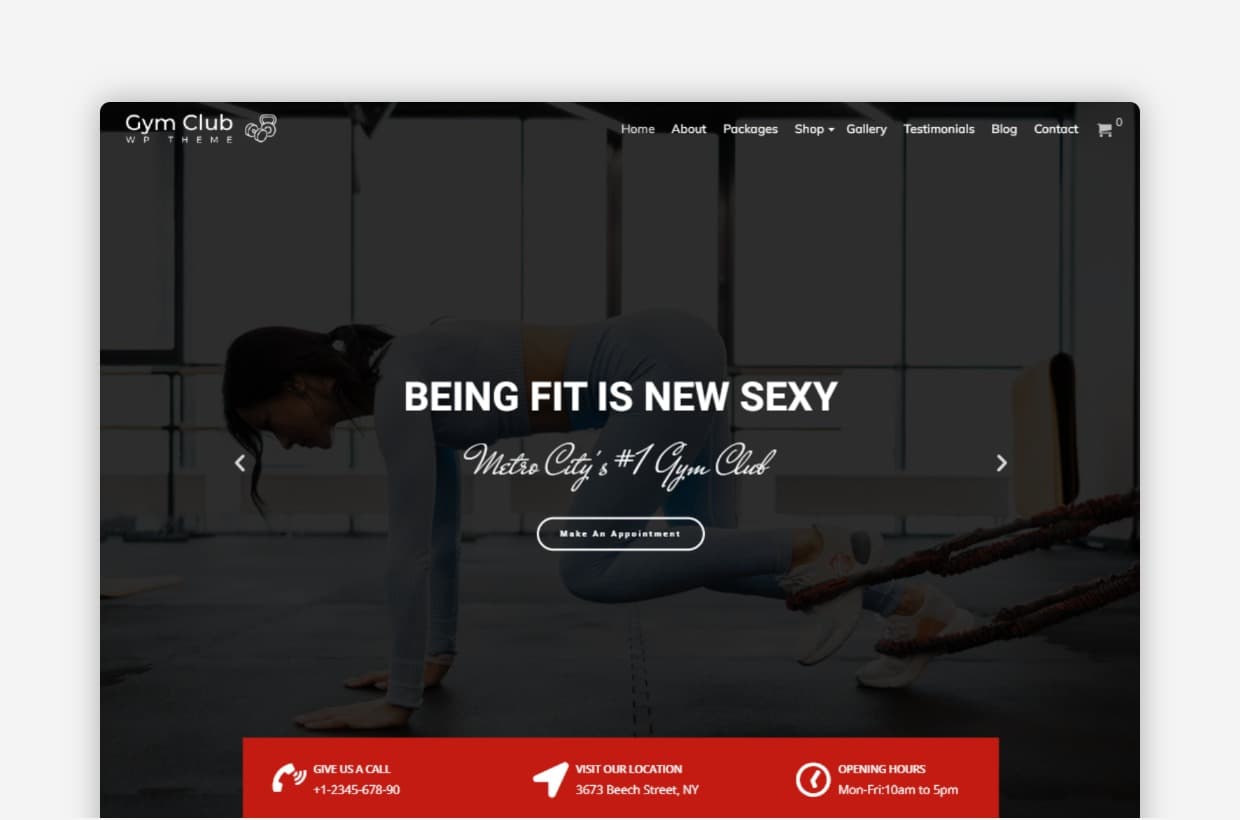 Gym and Fitness WordPress Theme - GymClub