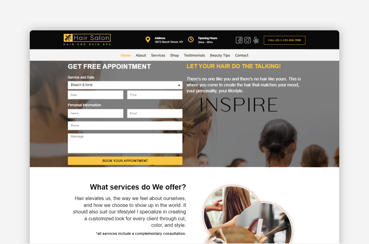 Hair Salon WordPress Theme - Hair Salon Pro