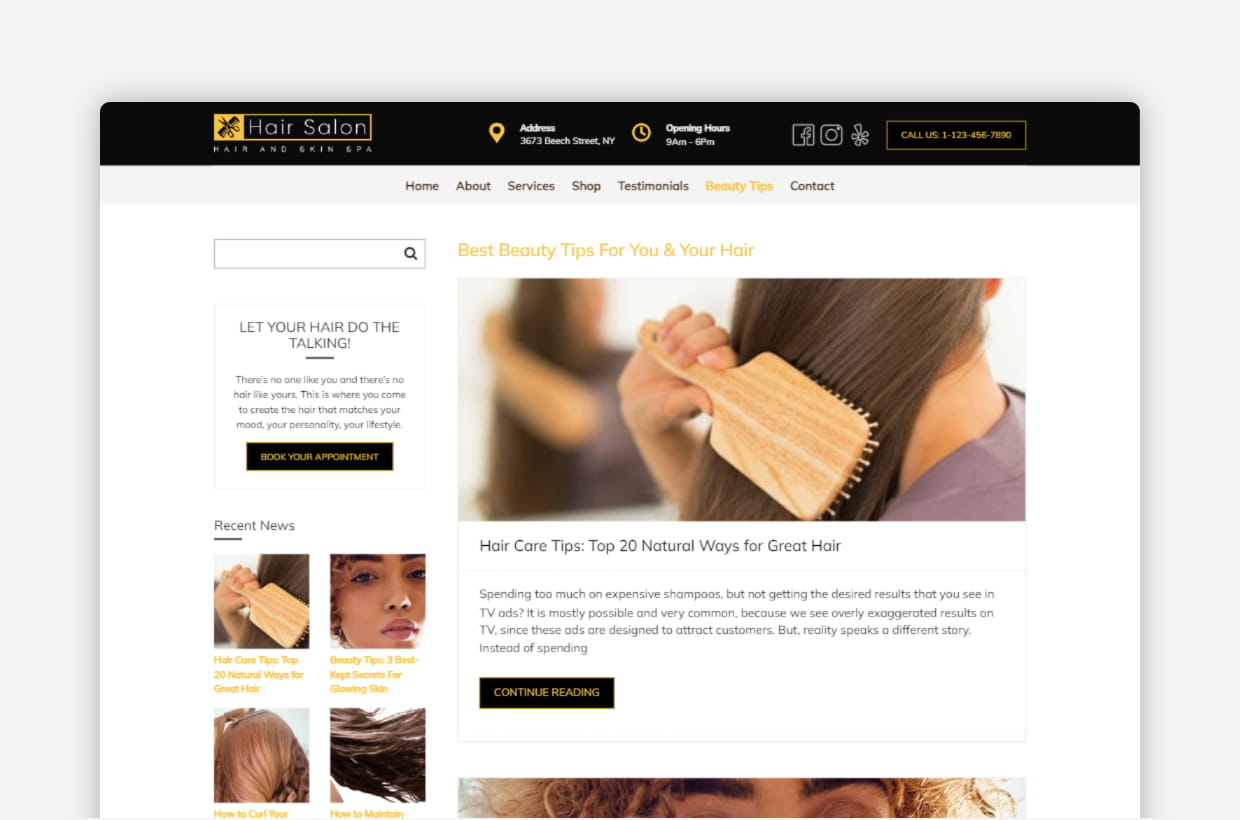 Premium Hair Salon WordPress Theme