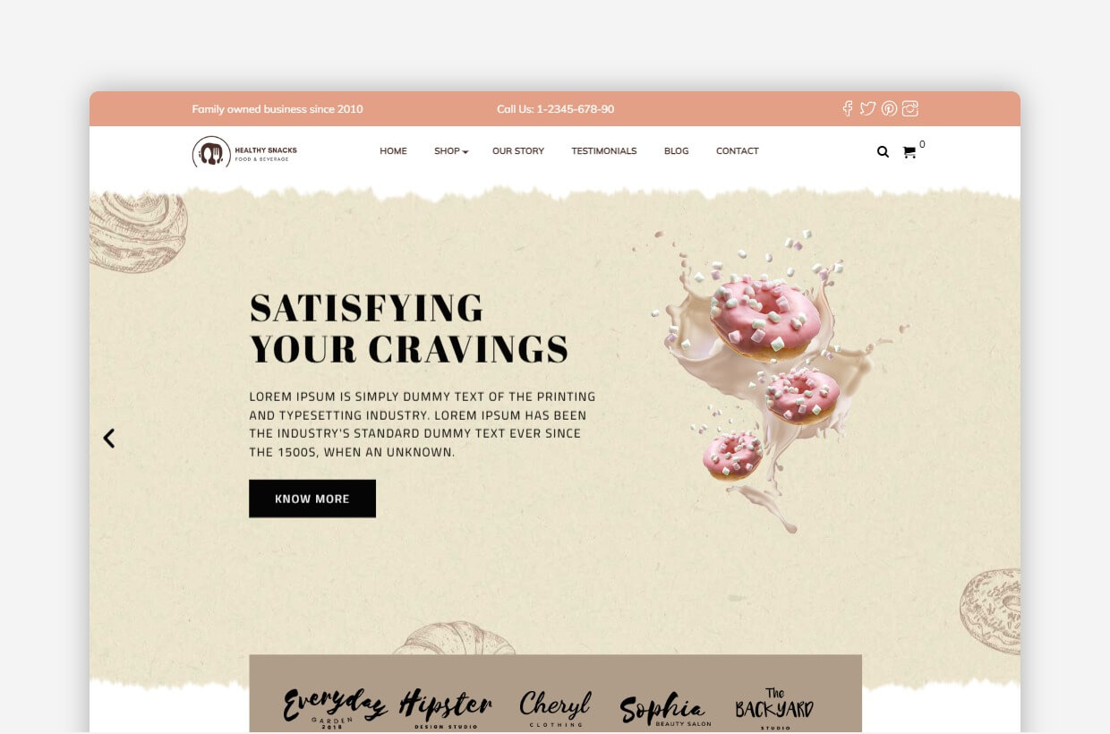 Food Restaurant WordPress Theme - Healthy Snacks