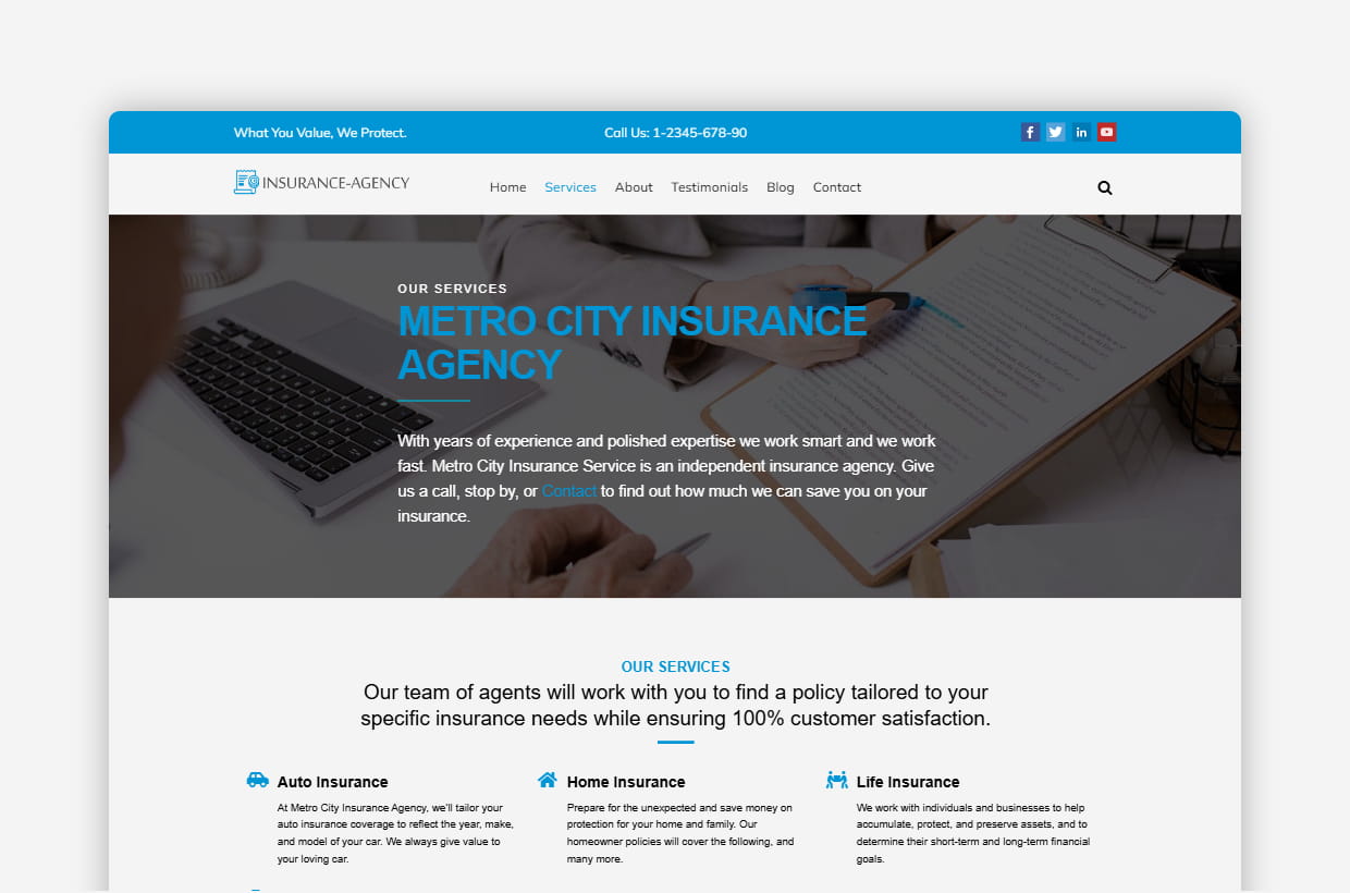 premium insurance agency wp theme