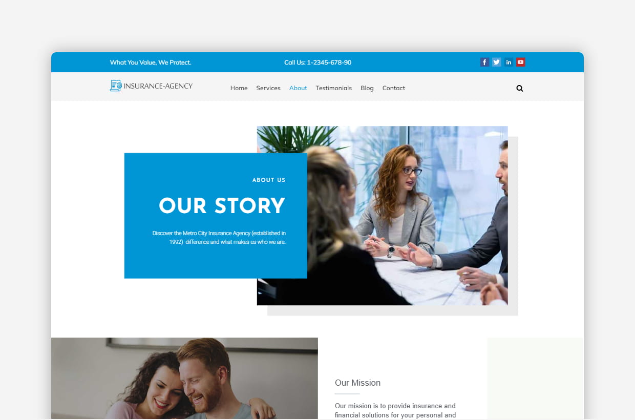 premium insurance agency wordpress template