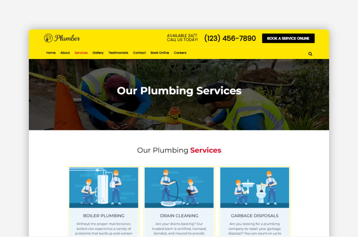 premium plumber wordpress template