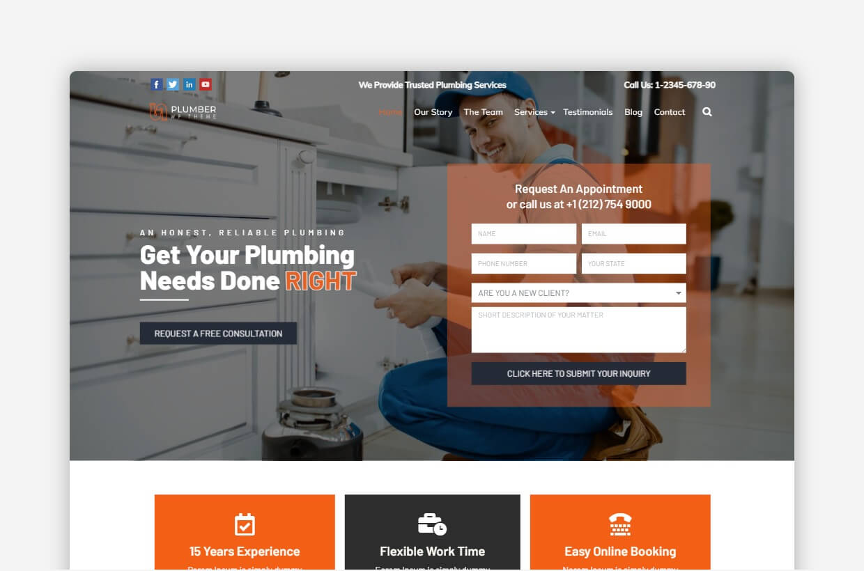 Plumber WordPress Theme : Plumber Website Template