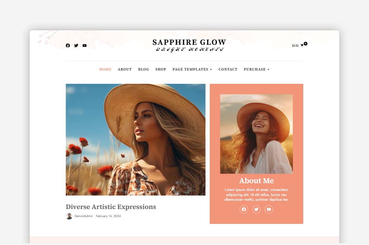 WordPress Theme for Blogs: Sapphire Glow